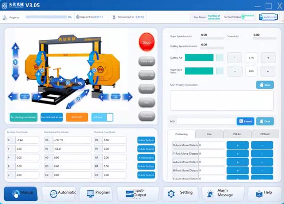 スマートCNCダイヤモンドワイヤセール石切断機 4 スピンドルリンク付き 高い安定性 エンジン グレナイトのための高い安全性
