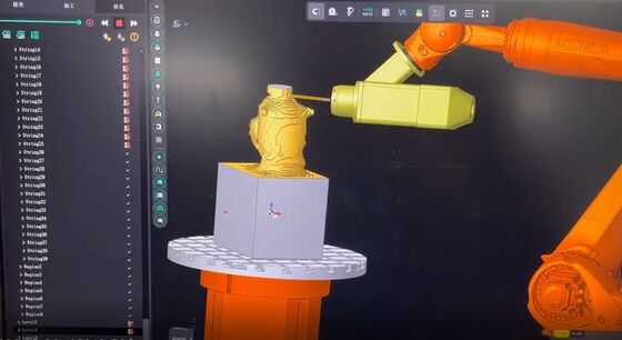インターポレート制御とBT40スピンドルを持つ6軸のCNCロボット石切断機 3100mmまでの大規模彫刻用