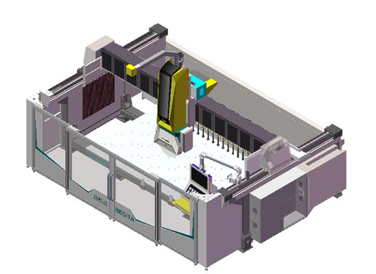 5 軸 CNC ルータ 20 kW BT40 スピンドル 精密石切削のための真の5 軸同時制御とハイブリッドテーブル設計
